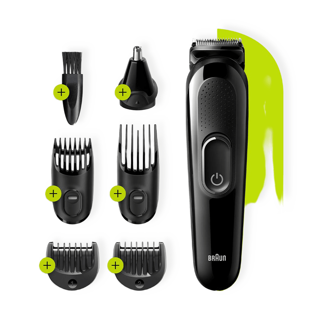 6-i-1 trimmer MGK3220, Skäggtrimmer, ansikts-, öron- och nästrimmer och hårklippare från Braun