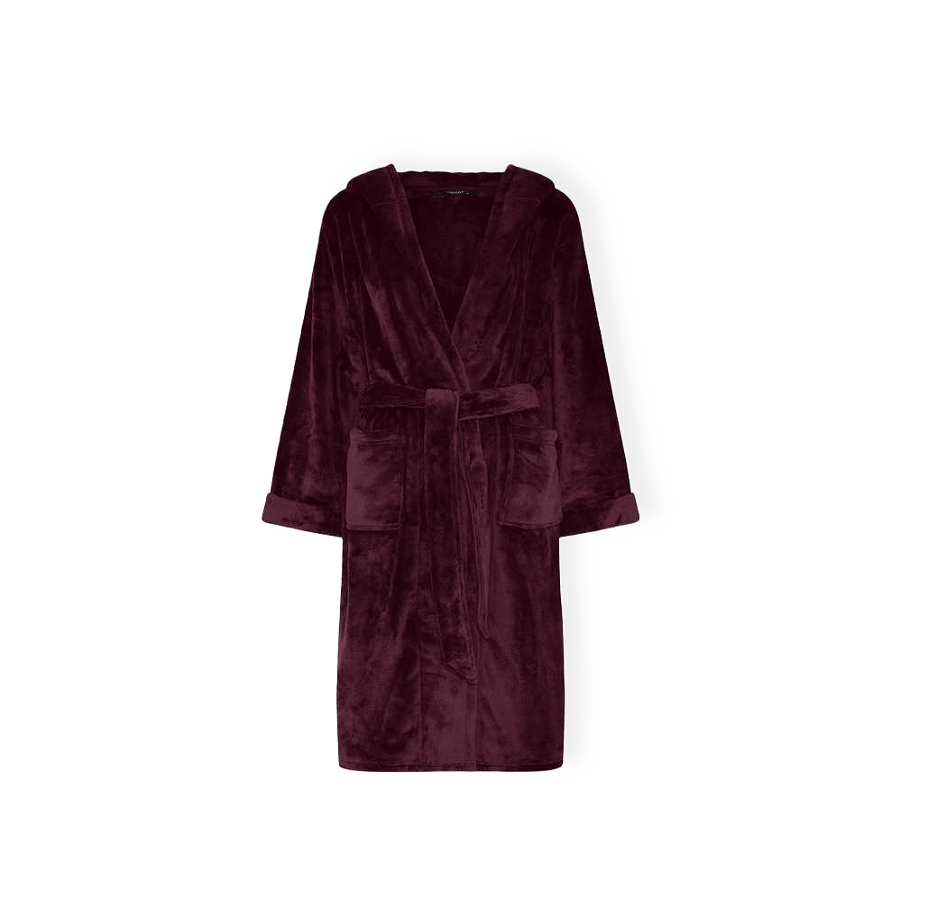 Lång Morgonrock Med Huva | 100% Polyester | Brun från Decoy