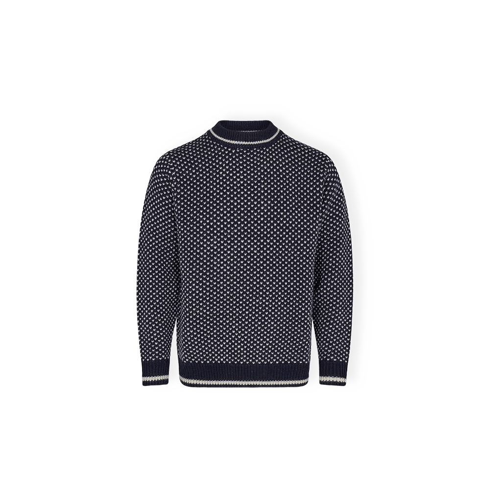Pullover "stickad" | 100% Ull | Blå från Dovre