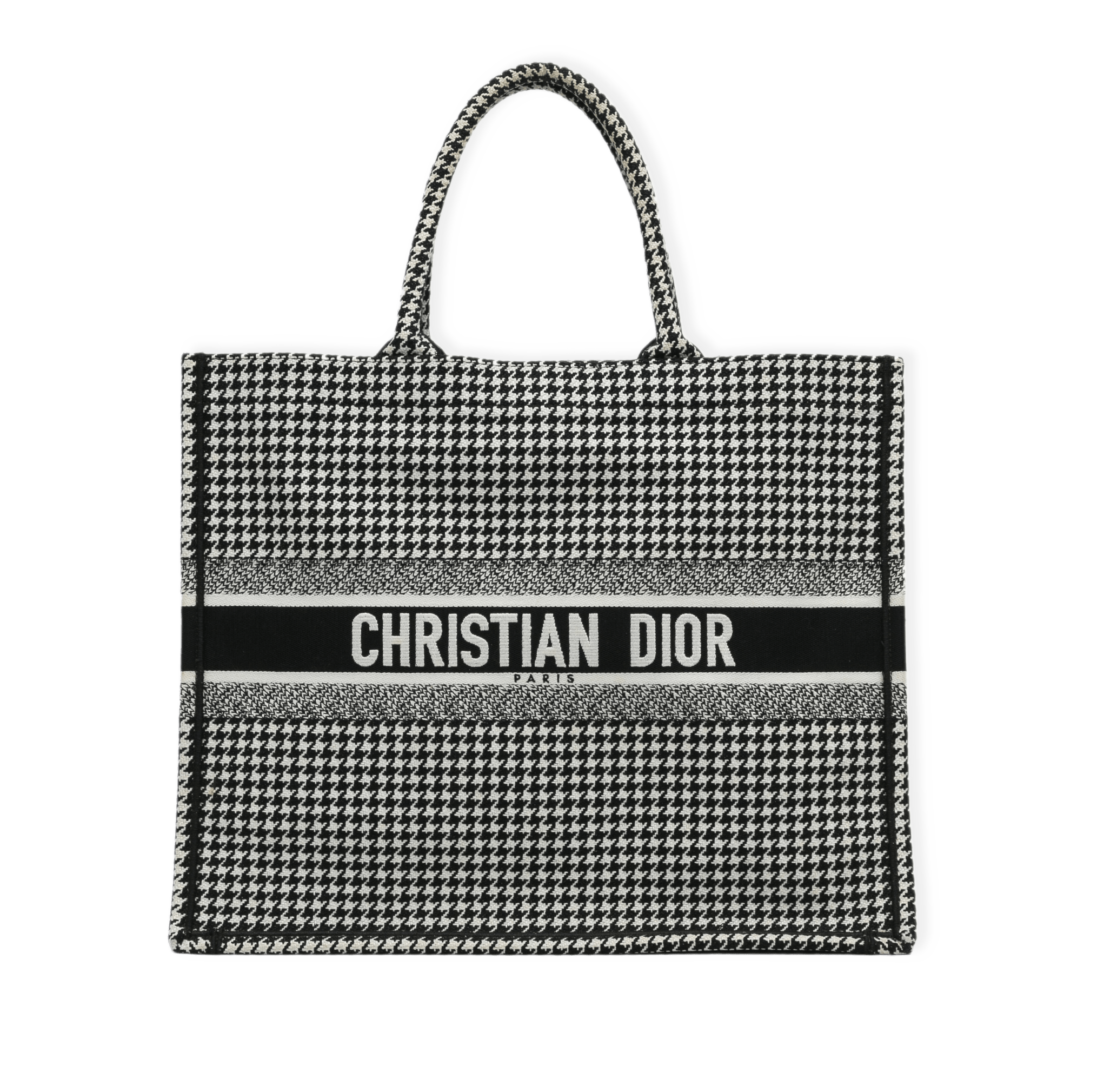 Dior Large Houndstooth Embroidered Book Tote från Luxclusif
