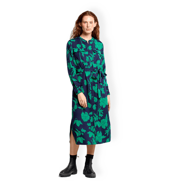 Shirt Dress Falsterbo Duotone Floral Green från Dedicated