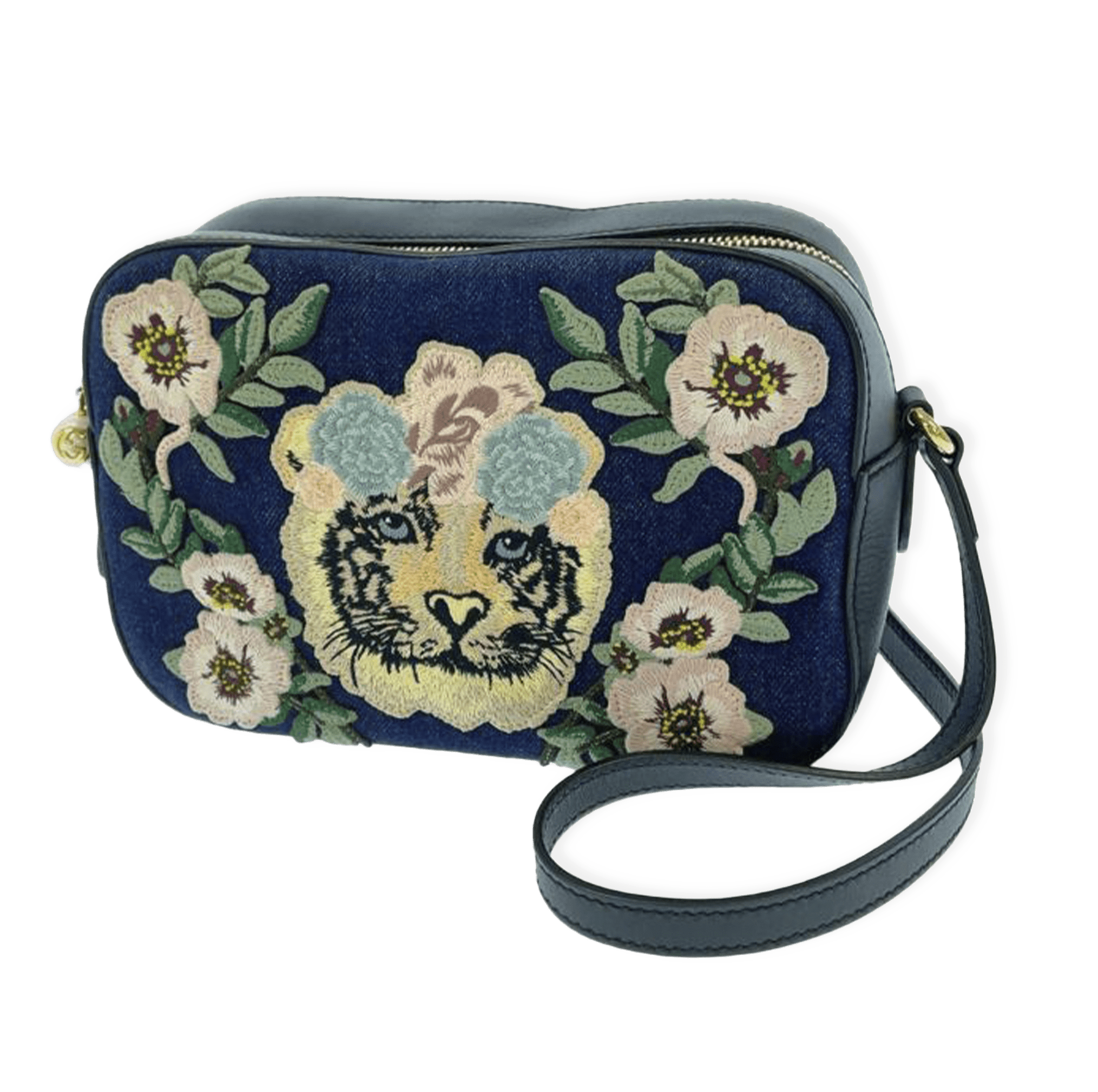 Gucci Denim Flower Tiger Camera Bag från Luxclusif
