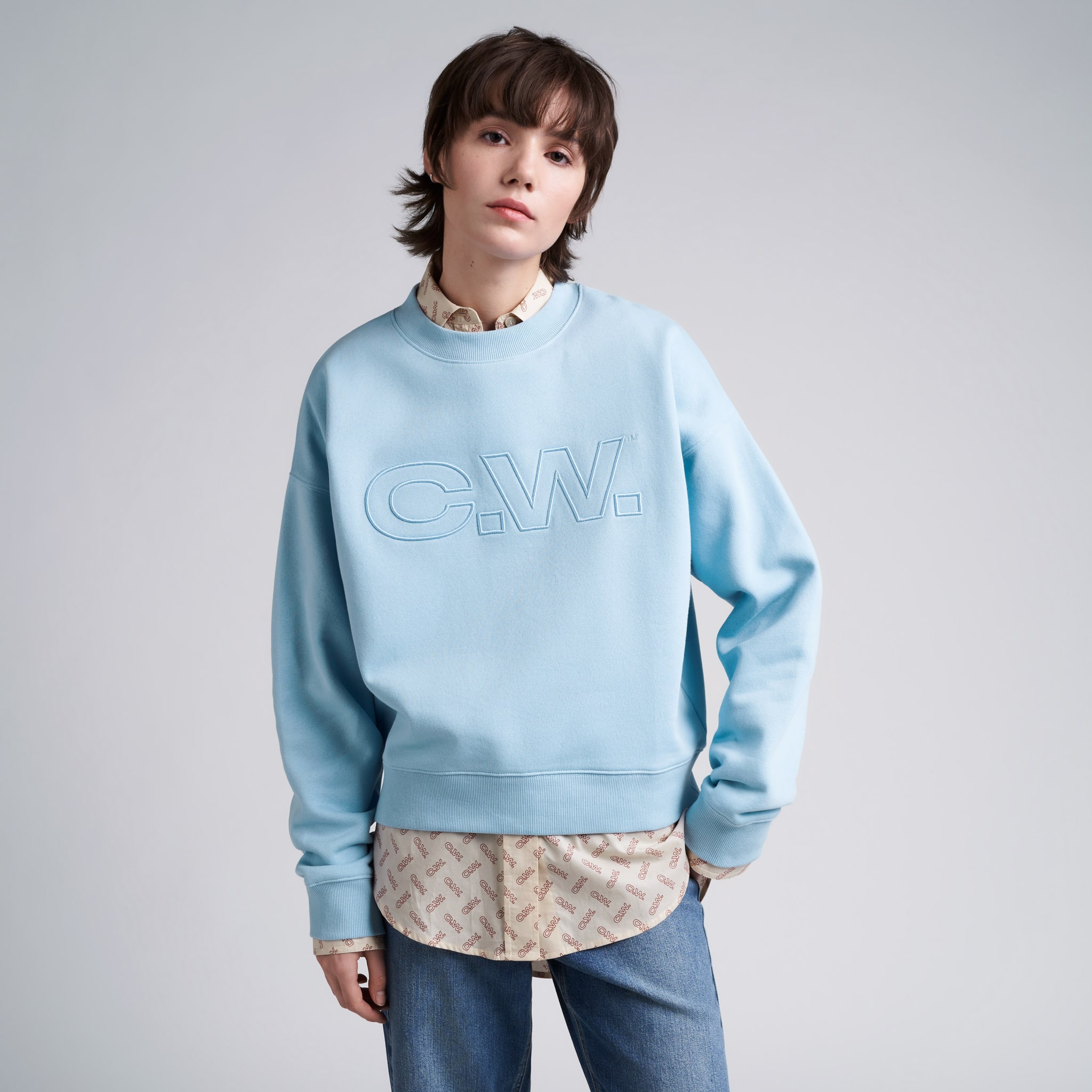 Sweatshirt med C.W.-logga NOELLE, Chambray