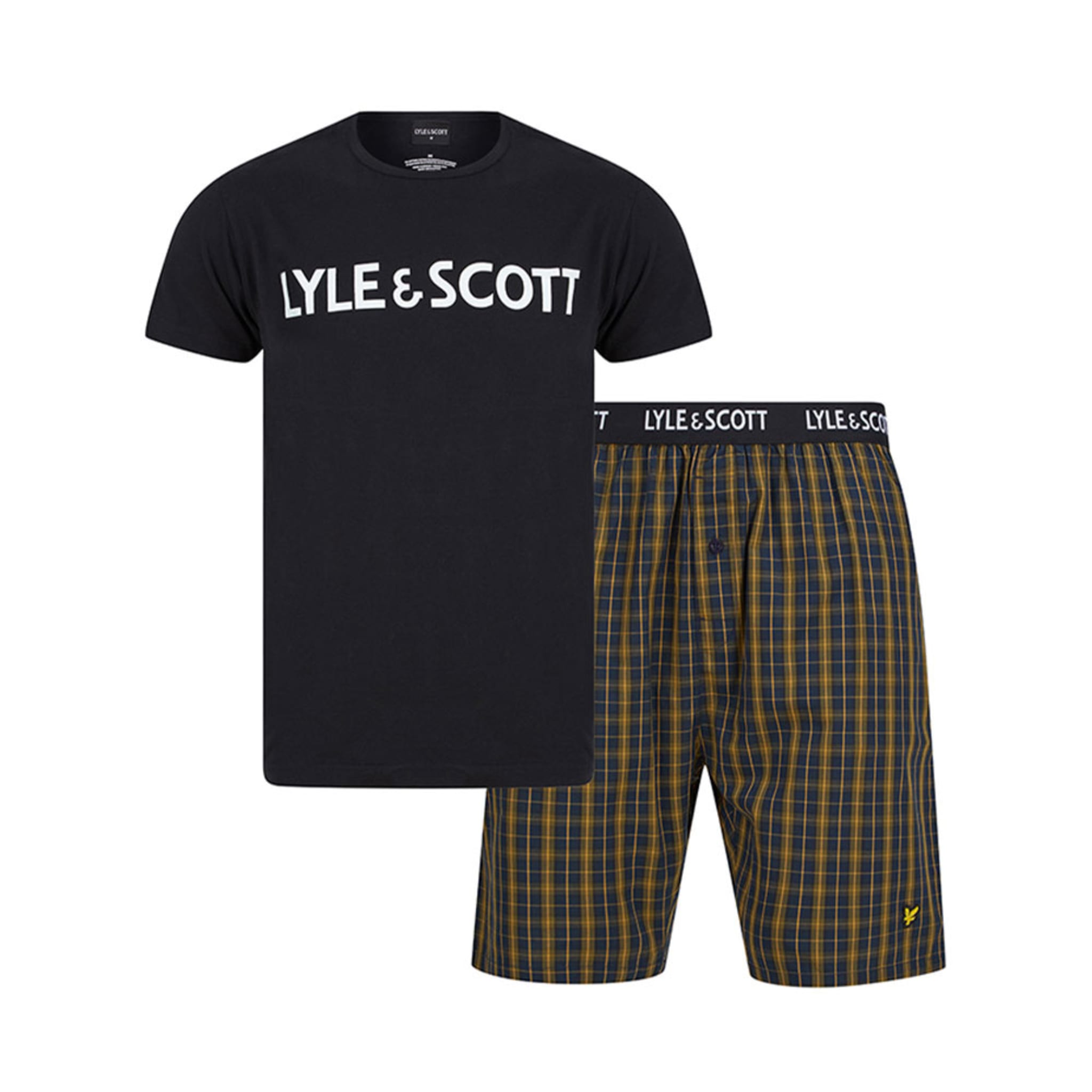 Vincent Pyjama Set Short, Black/Dark Olive