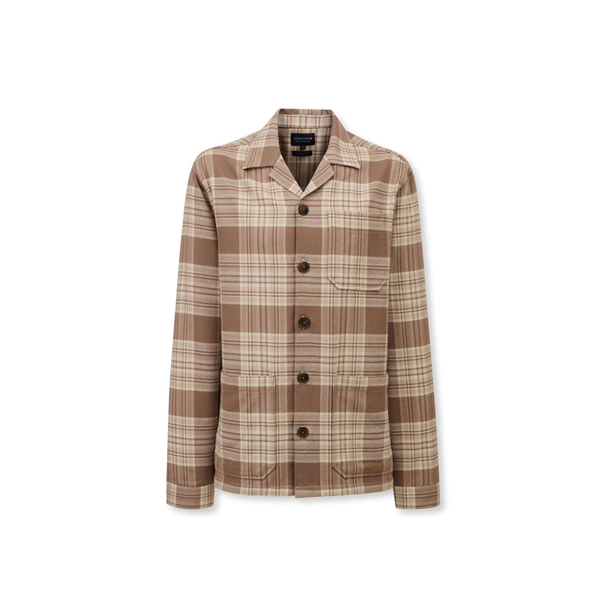 Cole Organic Cotton Checked Overshirt, beige multi check