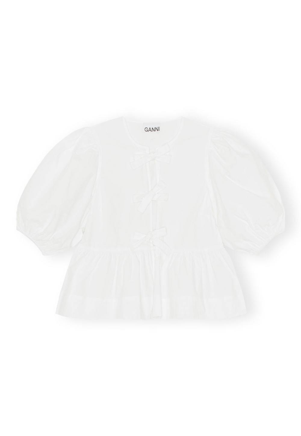 GANNI Bomull Poplin Peplum Blouse