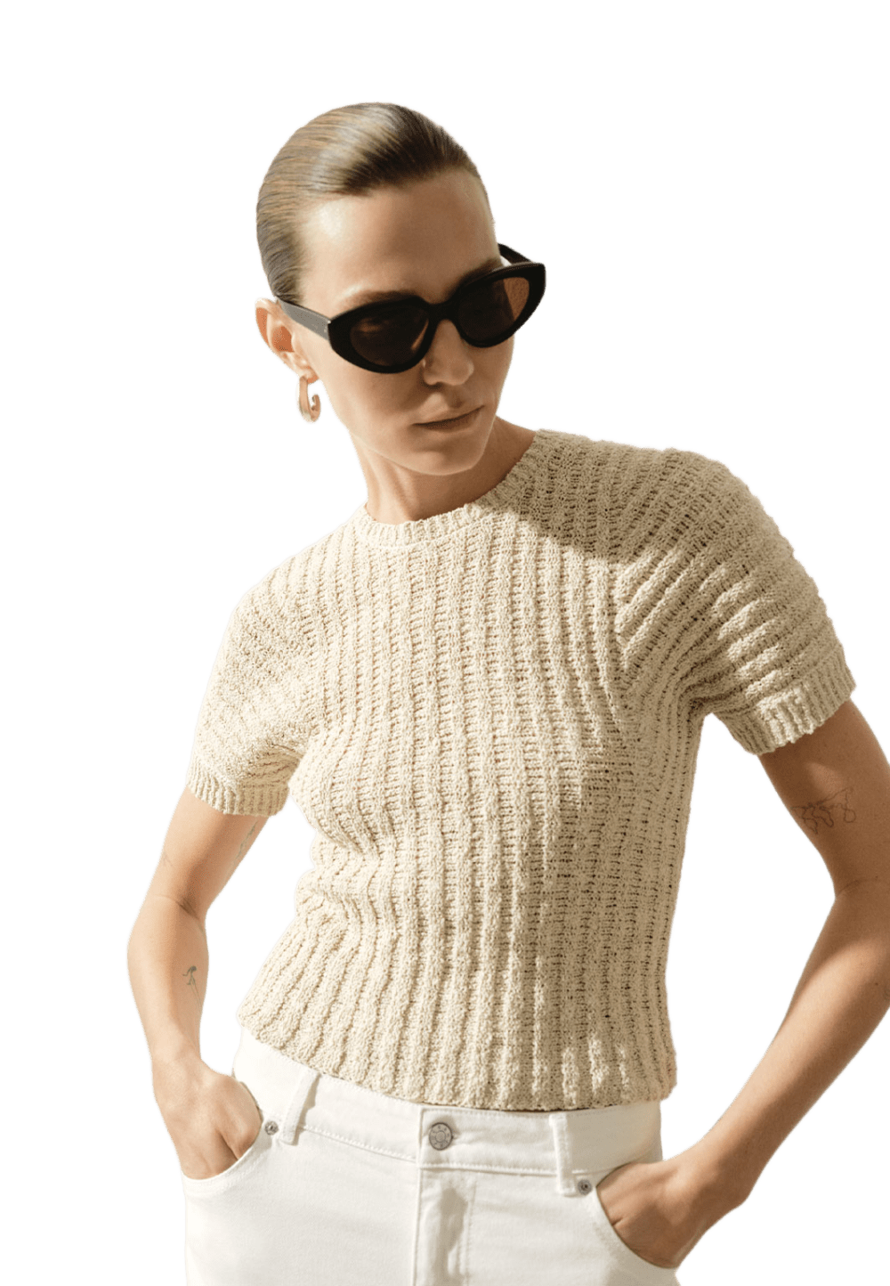 Wera Ribbstickad jumper HONEY bouclé