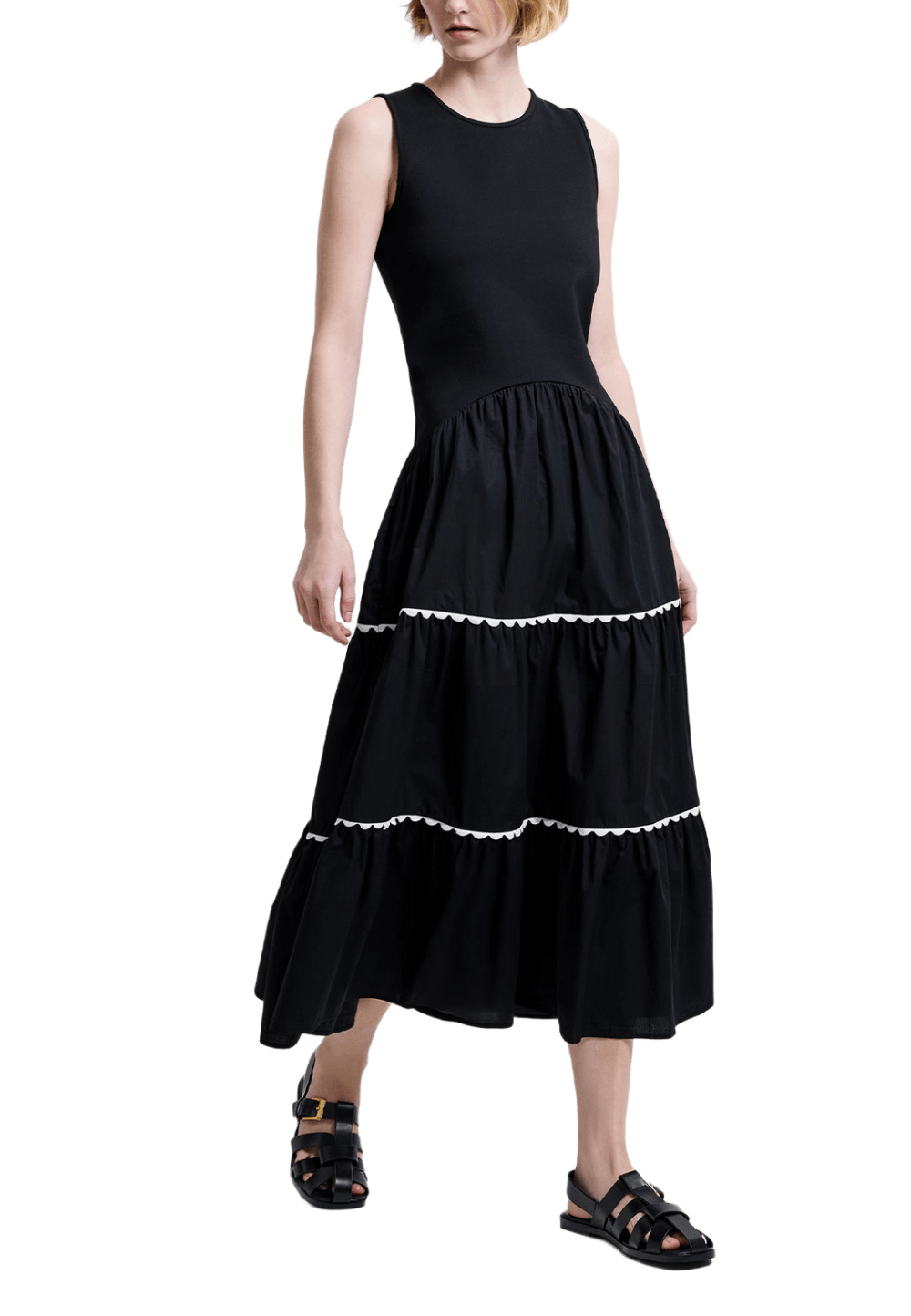 French Connection Kaylie Jia Mix Ric Rac Midi Dress