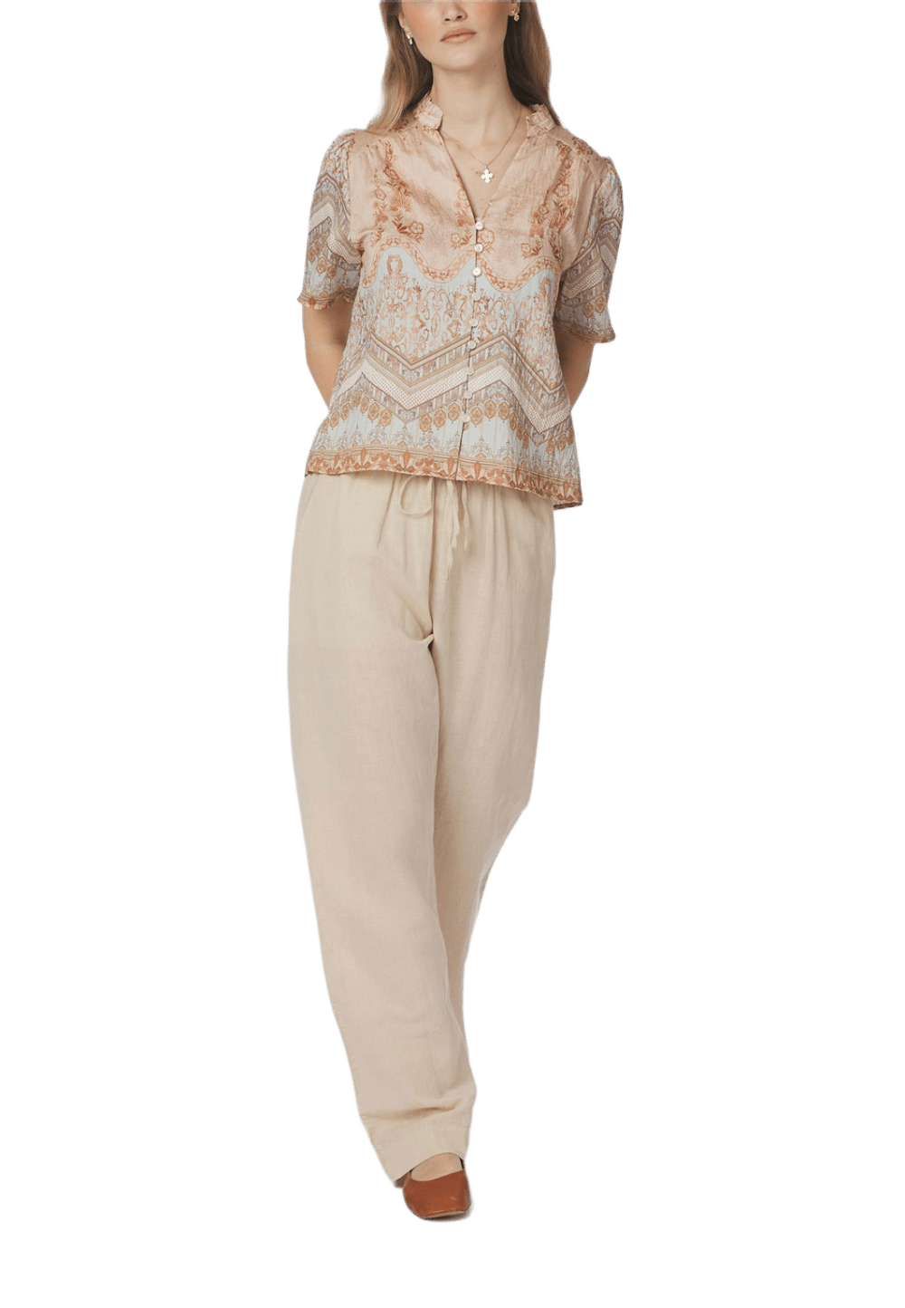 Neo Noir Torana Flower Border Blouse