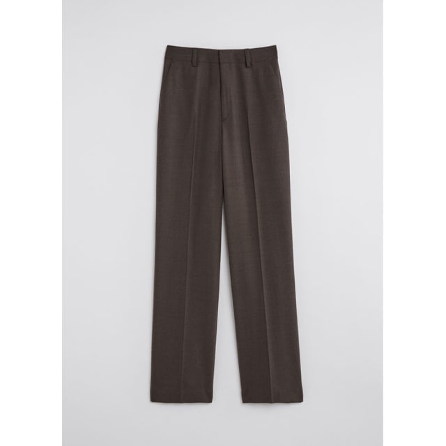 Cara Flannel Trouser i Oak Melang från 
