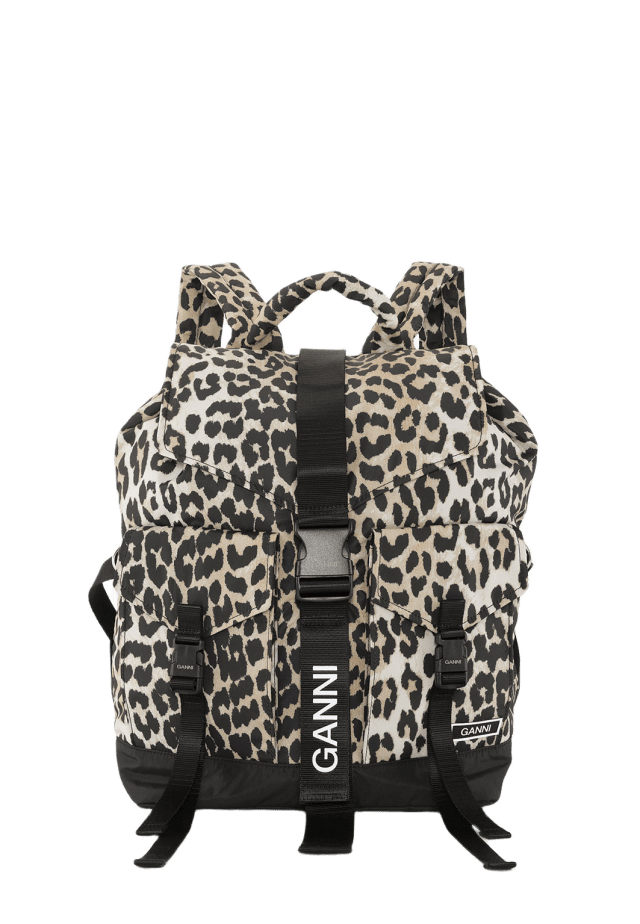 ★Ganni★ Recycle Tech Print Backpack Leopard A4757943 A4757 GANNI Recycled Tech Backpack Leopard | END. (US)