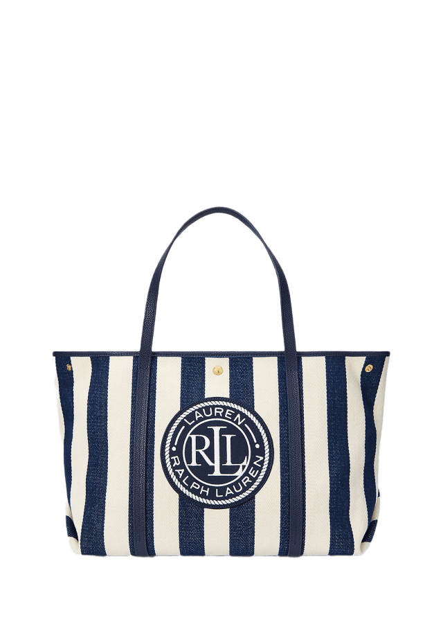 Striped Herringbone Large Emerie Tote Ntrl_ref Nvy Strpe/Ref