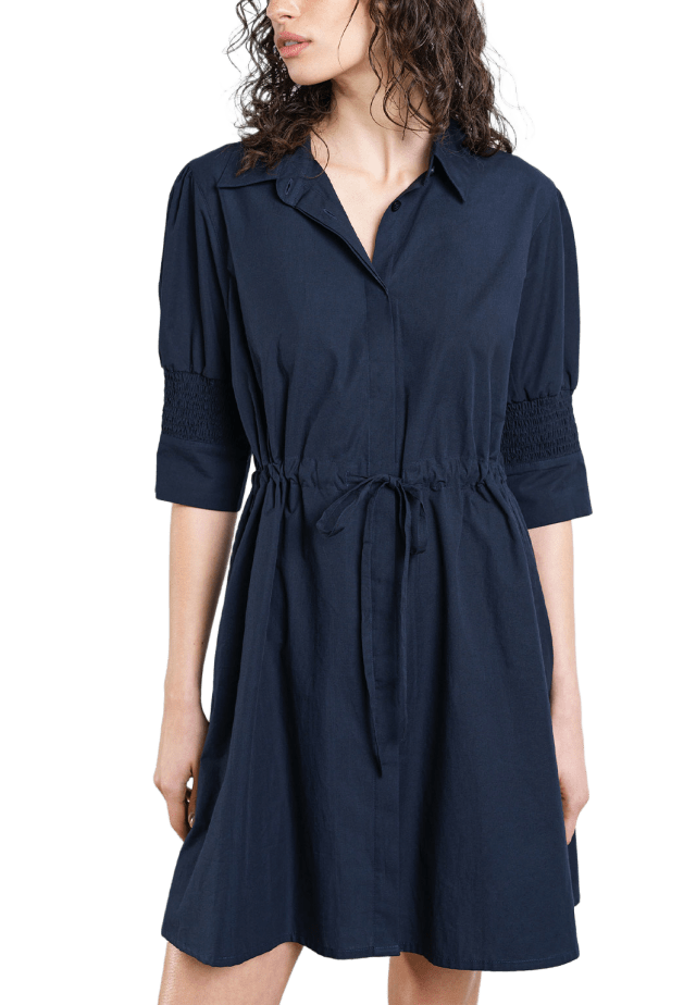 French Connection Cambria Cotton Cinched Waist Shirt Dress