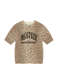 【GANNI】Leopard Wool Mix T-shirt ウール ミックス Tシャツ Leopard Leopard Wool Mix T-shirt | GANNI US