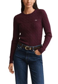 STRETCH COTTON CABLE C-NECK