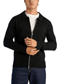 Lambswool L/S cardigan w zip