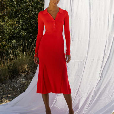 Collar Knitted Dress i Red från Adoore 