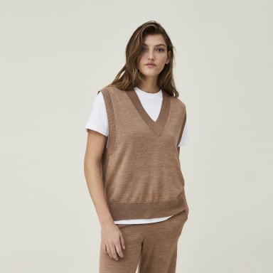 ahlens.se | Audrina Merino Wool/silk Blend Knitted Vest, light brown
